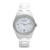 Emporio Armani Ceramica White Mother of Pearl Dial Stainless Steel Strap Watch For Women - AR1426 Authentic Buy Shop Now
