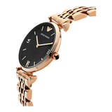 Emporio Armani Gianni T-Bar Black Dial Rose Gold Strap Watch For Women - AR11145 Authentic Buy Shop Now