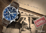 IWC Pilot’s Watch Chronograph Edition “Le Petit Prince” Blue Dial Brown Leather Strap Watch for Men - IW377714 Authentic Buy Shop Now