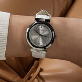 Guess Rumour Silver Dial White Leather Strap Watch For Women - GW0689L1 Authentic Buy Shop Now