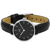 Daniel Wellington Classic Petite Sheffield Black Dial Black Leather Strap Watch For Women - DW00100236 Authentic Buy Shop Now