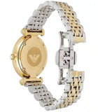 Emporio Armani Gianni T Bar Analog White Dial Two Tone Steel Strap Watch For Women - AR2076 Authentic Buy Shop Now