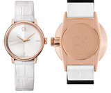Calvin Klein Accent White Dial White Leather Strap Watch for Women - K2Y2Y6KW Authentic Buy Shop Now