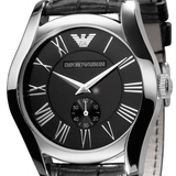 Emporio Armani Valente Black Dial Black Leather Strap Watch For Men - AR0643 Authentic Buy Shop Now