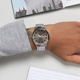 Armani Exchange Hampton Chronograph Skeleton Black Dial Silver Steel Strap Watch For Men - AX2199 Authentic Buy Shop Now
