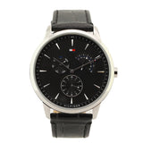 Tommy Hilfiger Brad Chronograph Black Dial Black Leather Strap Watch For Men - 1710391 Authentic Buy Shop Now