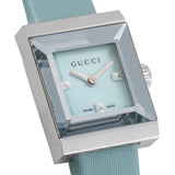 Gucci G-Frame Pastel Blue Mother of Pearl Dial Blue Leather Strap Watch For Women - YA128531 Authentic Buy Shop Now