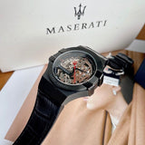 Maserati Automatic Skeleton Black Dial Black Leather Strap Watch For Men - R8821108021 Authentic Buy Shop Now