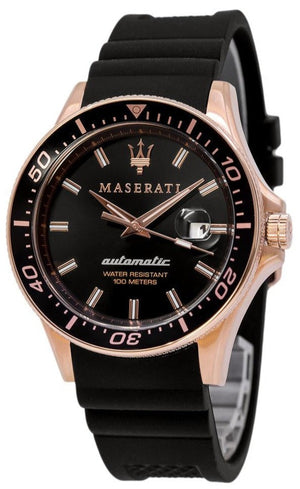 Maserati SFIDA Automatic Black Dial Black Rubber Strap Watch For Men - R8821140001 Authentic Buy Shop Now