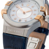 Maserati Potenza Diamonds Silver Dial Blue Leather Strap Watch For Women - R8851108502 Authentic Buy Shop Now