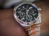 Maserati Competizione Chronograph Black Dial Silver Steel Strap Watch For Men - R8853100012 Authentic Buy Shop Now