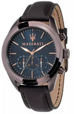 Maserati Traguardo Chronograph Blue Dial Brown Leather Strap Watch For Men - R8871612008 Authentic Buy Shop Now