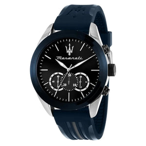 Maserati Traguardo Chronograph Blue Dial Black Silicone Strap Watch For Men - R8871612046 Authentic Buy Shop Now