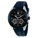 Maserati Traguardo Chronograph Blue Dial Black Silicone Strap Watch For Men - R8871612046 Authentic Buy Shop Now