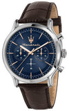 Maserati Epoca Chronograph Blue Dial Brown Leather Strap Watch For Men - R8871618014 Authentic Buy Shop Now