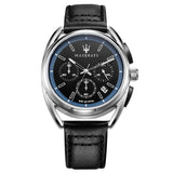 Maserati Trimarano Chronograph Black Dial Black Leather Strap Watch For Men - R8871632001 Authentic Buy Shop Now