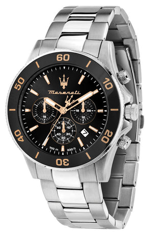 Maserati Competizione Chronograph Black Dial Silver Steel Strap Watch For Men - R8873600003 Authentic Buy Shop Now
