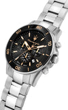 Maserati Competizione Chronograph Black Dial Silver Steel Strap Watch For Men - R8873600003 Authentic Buy Shop Now