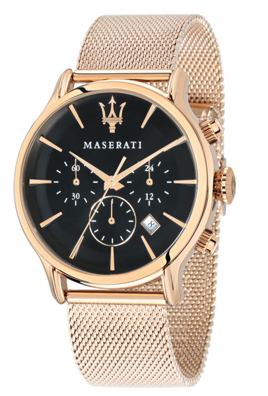 Maserati Epoca Black Dial Gold Mesh Bracelet Watch For Men - R8873618005 Authentic Buy Shop Now