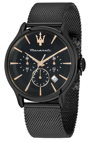 Maserati Epoca Chronograph Black Dial Black Mesh Strap Watch For Men - R8873618013 Authentic Buy Shop Now