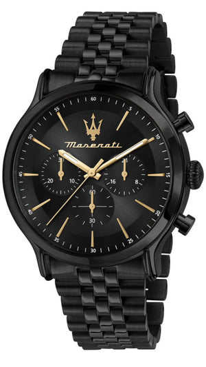 Maserati Epoca Chronograph Limited Edition Black Dial Black Steel Strap Watch For Men - R8873618020 Authentic Buy Shop Now