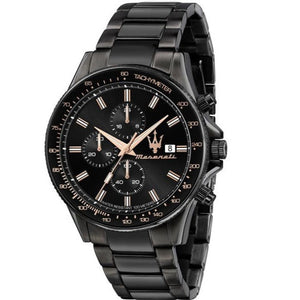 Maserati SFIDA Chronograph Black Dial Black Steel Strap Watch For Men - R8873640011 Authentic Buy Shop Now