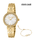 Just Cavalli Chiarezza Snake Core Silver Dial Gold Steel Strap Watch for Women - RC5L078M0025 Authentic Buy Shop Now