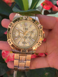 Fossil Garrett Chronograph Gold Dial Gold Steel Strap Watch for Men - FS5772 Authentic Buy Shop Now