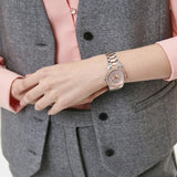 Michael Kors Layton Three Hand Pink Dial Two Tone Steel Strap Watch For Women - MK6894 Authentic Buy Shop Now