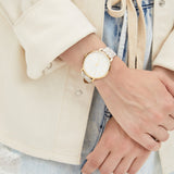 Michael Kors Pyper Quartz Silver Dial White Leather Strap Watch For Women - MK2858 Authentic Buy Shop Now
