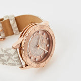 Michael Kors Runway Quartz Rose Gold Dial White Leather Strap Watch For Women - MK6980 Authentic Buy Shop Now