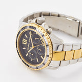 Michael Kors Everest Chronograph Black Dial Two Tone Steel Strap Watch For Women - MK7209 Authentic Buy Shop Now
