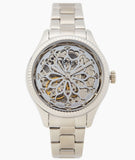 Fossil Rye Automatic Skeleton Silver Dial Silver Steel Strap Watch for Women - BQ3753 Authentic Buy Shop Now