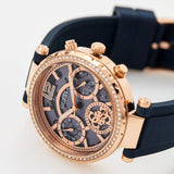 Guess Solistice Diamonds Roe Gold Dial Black Rubber Strap Watch for Women - GW0484L2 Authentic Buy Shop Now
