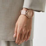Michael Kors Mini Lennox Three-Hand Rose Gold Dial Pink Silicone Strap Watch For Women - MK7282 Authentic Buy Shop Now