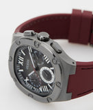 Guess Headline Multifunction Grey Dial Burgundy Silicone Strap Watch For Men - GW0571G4 Authentic Buy Shop Now