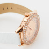 Michael Kors Harlowe Analog Rose Gold Dial White Leather Strap Watch For Women - MK2989 Authentic Buy Shop Now
