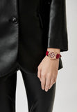 Michael Kors Camille Three Hand Crystals Rose Gold Dial Red Leather Strap Watch For Women - MK4701 Authentic Buy Shop Now