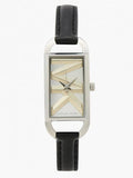 Michael Kors Empire Three-Hand Silver Dial Black Leather Strap Watch For Women - MK4722 Authentic Buy Shop Now