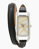 Michael Kors Empire Three-Hand Silver Dial Black Leather Strap Watch For Women - MK4722 Authentic Buy Shop Now