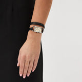 Michael Kors Empire Three-Hand Silver Dial Black Leather Strap Watch For Women - MK4722 Authentic Buy Shop Now