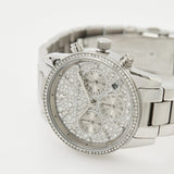 Michael Kors Ritz Chronograph Crystals Silver Dial Silver Steel Strap Watch For Women - MK7301 Authentic Buy Shop Now