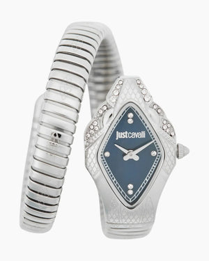 Just Cavalli Ferocious Blue Dial Silver Steel Strap Watch for Women - JC1L306M0015