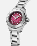 Tag Heuer Aquaracer Professional 200 Automatic Diamond Ruby Red Dial Silver Steel Strap Watch for Women - WBP2414.BA0622 Authentic Buy Shop Now