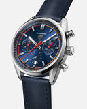 Tag Heuer Carrera Chronograph Blue Dial Blue Leather Strap Watch for Men - CBN201D.FC6543 Authentic Buy Shop Now
