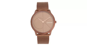 Calvin Klein Minimal Quartz Pink Gold Dial Pink Gold Mesh Bracelet Watch for Men - K3M11TFK Authentic Buy Shop Now