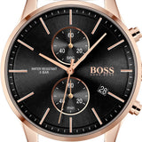 Hugo Boss Associate Black Dial Rose Gold Mesh Bracelet Watch for Men - 1513806 Authentic Buy Shop Now