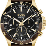 Hugo Boss Troper Chronograph Black Dial Brown Leather Strap Watch For Men - 1514100 Authentic Buy Shop Now