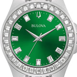 Bulova Phantom Classic Baguette Green Dial Silver Steel Strap Watch for Men - 96A253 Authentic Buy Shop Now