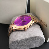 Michael Kors Slim Runway Purple Dial Rose Gold Steel Strap Watch for Women - MK3293 Authentic Buy Shop Now